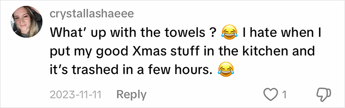 A comment about blue-collar husbands ruining Christmas towels. The trend highlights info women share about their blue-collar husbands. A comment about blue-collar husbands ruining Christmas towels. The trend highlights info women share about their blue-collar husbands.