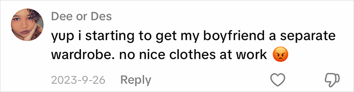 A comment about blue-collar husbands needing a separate wardrobe. The trend highlights info women share about their blue-collar husbands. A comment about blue-collar husbands needing a separate wardrobe. The trend highlights info women share about their blue-collar husbands.