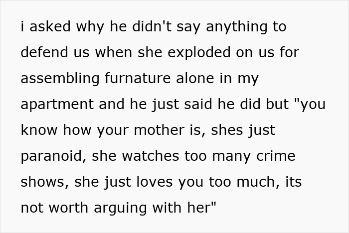 The woman discusses her dad's inaction against her mom's outburst, highlighting the paranoid mom's effect on their father-daughter bond. The woman discusses her dad's inaction against her mom's outburst, highlighting the paranoid mom's effect on their father-daughter bond.