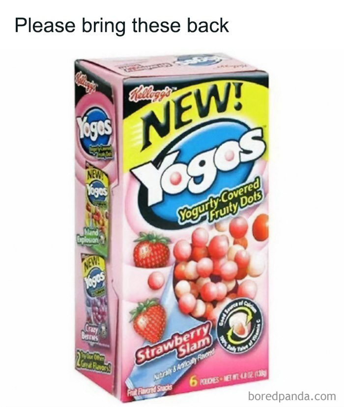 A box of Yogos Yogurt-Covered Fruity Dots, a nostalgic snack from the 90s and 00s.