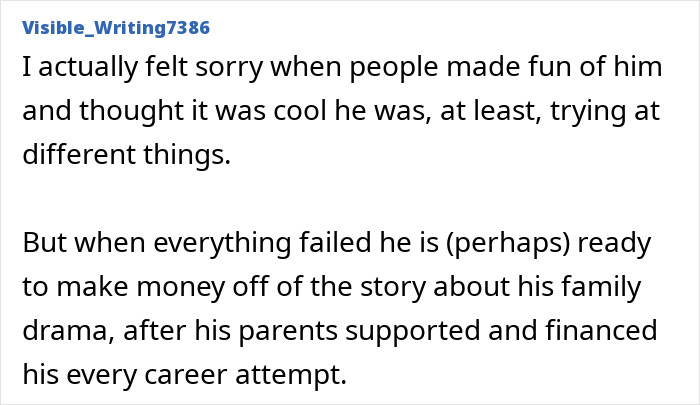 A comment regarding the Beckhams wedding, expressing pity then criticism about family drama and career attempts. A comment regarding the Beckhams wedding, expressing pity then criticism about family drama and career attempts.