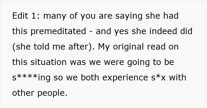 A man realizing his wife premeditated opening their marriage to be with a colleague guilt-free.