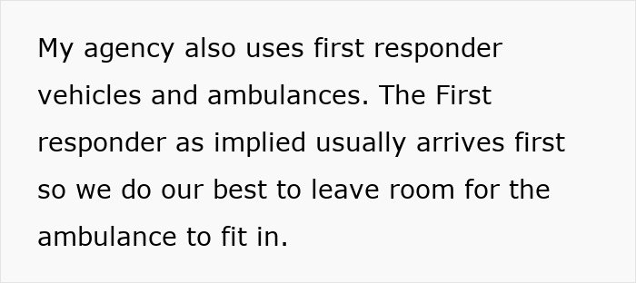 Text detailing first responder vehicles and ambulances, emphasizing leaving room for an ambulance.