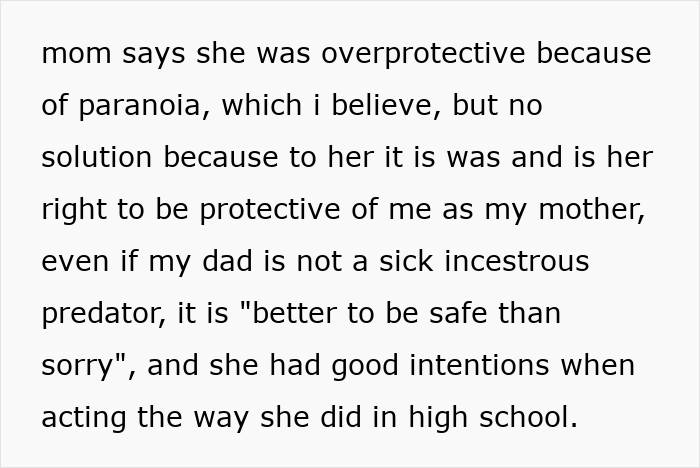 Text about a paranoid mom's overprotective nature affecting a father-daughter bond. Text about a paranoid mom's overprotective nature affecting a father-daughter bond.
