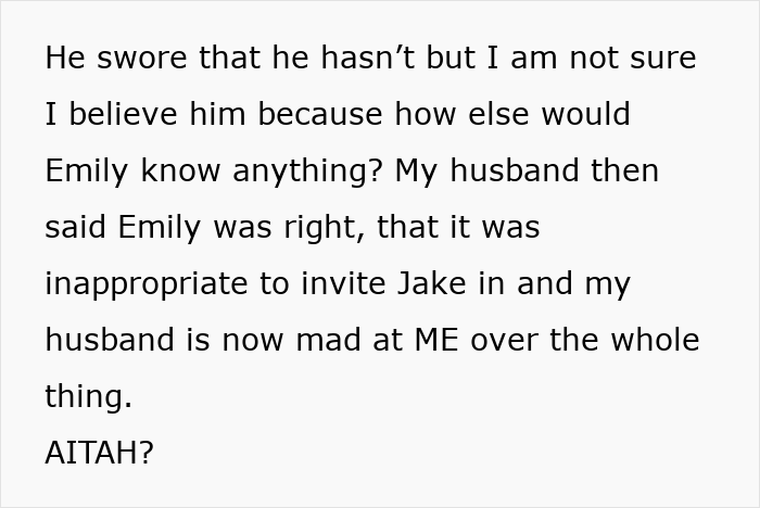 Text about husband taking neighbor's side, leading to a horrible miscommunication. Wife seeks clarity.