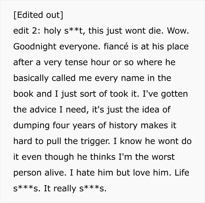 A screenshot of a text message detailing a man who suggests an open relationship and the fallout. A screenshot of a text message detailing a man who suggests an open relationship and the fallout.