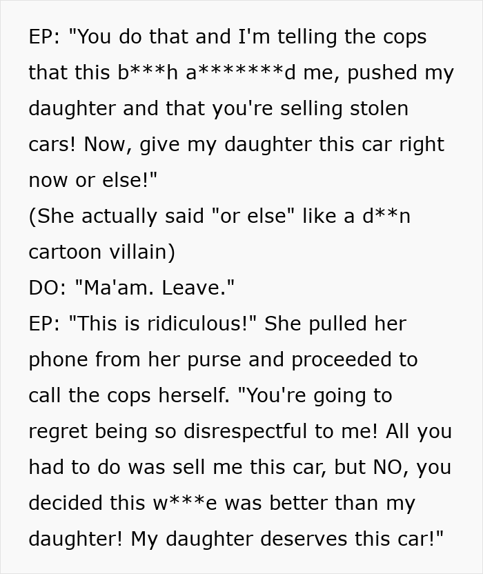Entitled Mom Desperately Wants “A Blue Car” For Daughter, Even Though It Has An Owner Already Entitled Mom Desperately Wants “A Blue Car” For Daughter, Even Though It Has An Owner Already