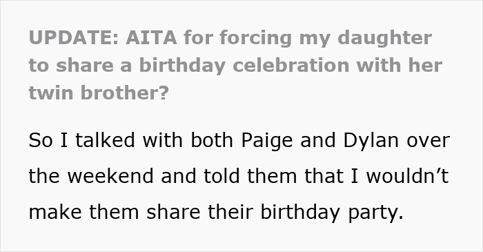 14YO Wants An All-Girls Birthday And Excludes Her Twin Brother, Mom Steps In And Cancels It 14YO Wants An All-Girls Birthday And Excludes Her Twin Brother, Mom Steps In And Cancels It