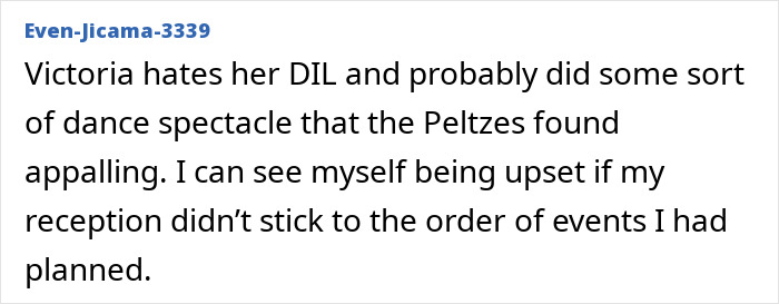 A comment speculating about Victoria hating her DIL and a dance spectacle at the excruciating wedding that shattered the Beckhams. A comment speculating about Victoria hating her DIL and a dance spectacle at the excruciating wedding that shattered the Beckhams.