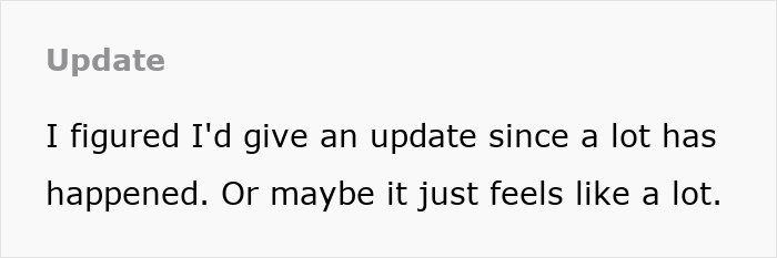 An update text box, likely about the ongoing situation regarding kid's education and wardrobe rights.