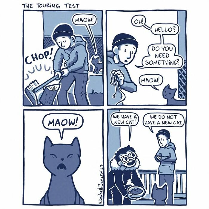 A comic series panel about an artist's new stray cat. Artist turned her unexpected bond with a stray cat into a heartwarming comic series. A comic series panel about an artist's new stray cat. Artist turned her unexpected bond with a stray cat into a heartwarming comic series.