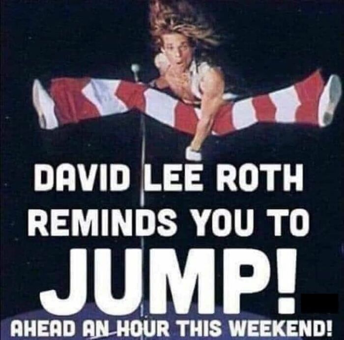 David Lee Roth in a high jump with the text 'JUMP!' for Gen X memes.