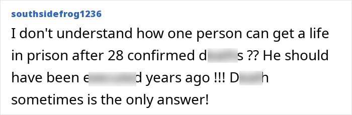 A comment criticizing the legal outcome for the nurse's aide's horrific crimes. A comment criticizing the legal outcome for the nurse's aide's horrific crimes.