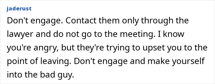 An online comment from jaderust advising a resident to contact a lawyer and not engage directly, to fight the HOA secret scheme.