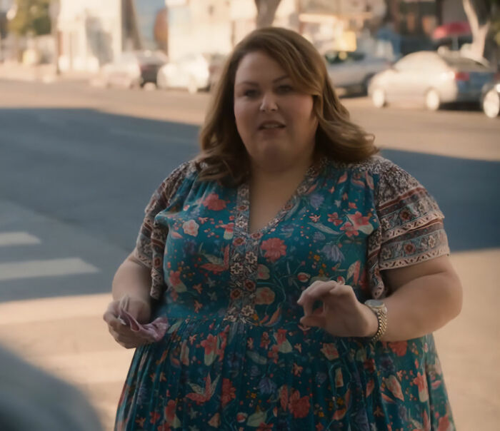 Chrissy Metz looking at the camera, showing her appearance after losing 100 pounds with GLP-1 Meds.