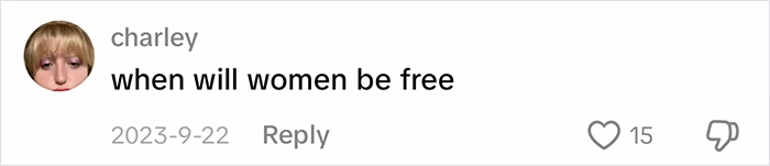 A comment questioning when women will be free in the context of blue-collar husbands trend. A comment questioning when women will be free in the context of blue-collar husbands trend.