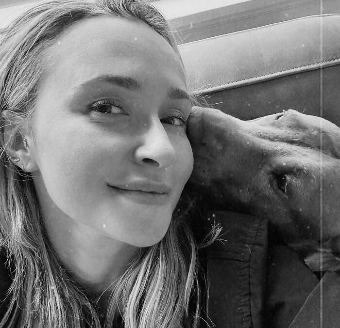 Hayden Panettiere in a close-up black and white photo with a dog, showing her heartbreaking final days. Hayden Panettiere in a close-up black and white photo with a dog, showing her heartbreaking final days.