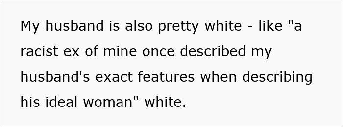 Screenshot of text describing the husband's appearance, relevant to the MIL's accusations.