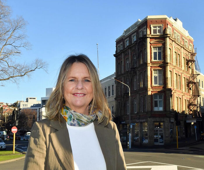 Politician Jo Galer outside a building, central to the livestreamed meeting background scandal. Politician Jo Galer outside a building, central to the livestreamed meeting background scandal.