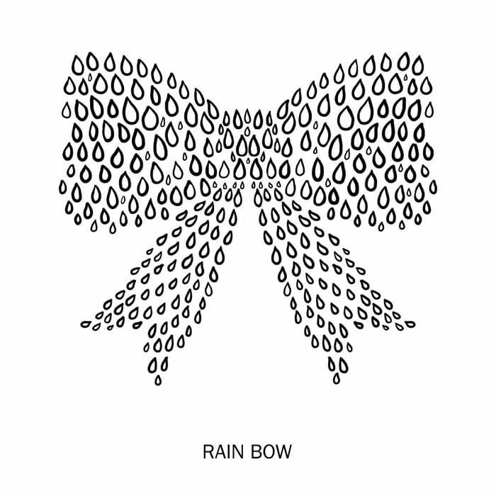 Humorous illustration of a bow made from raindrops, playfully redefining words.
