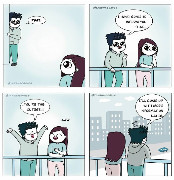 Adorable comics of a person telling their partner they're the cutest, portraying what it means to be in love.