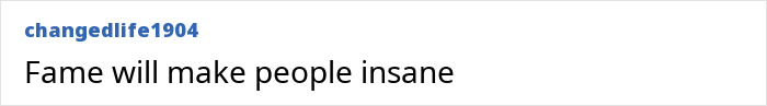 A comment stating that fame makes people insane, relating to Perez Hilton's heartbreaking question from his hospital bed.