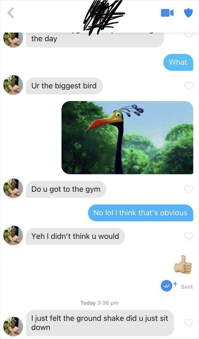 A cringey online dating screenshot showing an offensive message exchange about a user's weight.