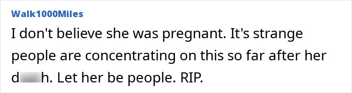 A social media comment from Walk1000Miles discussing the Princess Diana secret pregnancy and royal conspiracy theory. A social media comment from Walk1000Miles discussing the Princess Diana secret pregnancy and royal conspiracy theory.