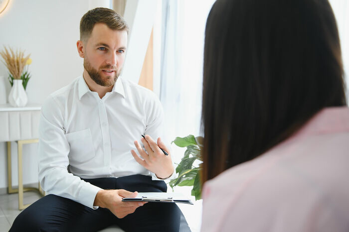A male therapist talking to a client, exploring reasons why people walked out without their therapist.