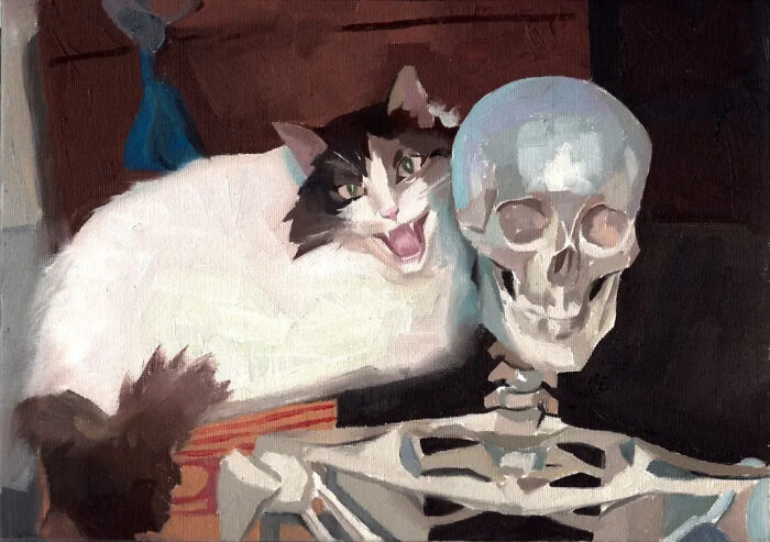 32 New Hilariously Absurd Oil Paintings That Turn Internet Cats And Viral Chaos Into Fine Art