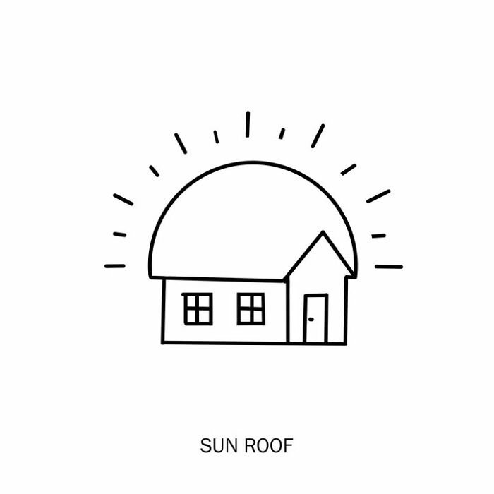 A humorous illustration by an artist showing a house with a sun as its roof, playfully redefining words.