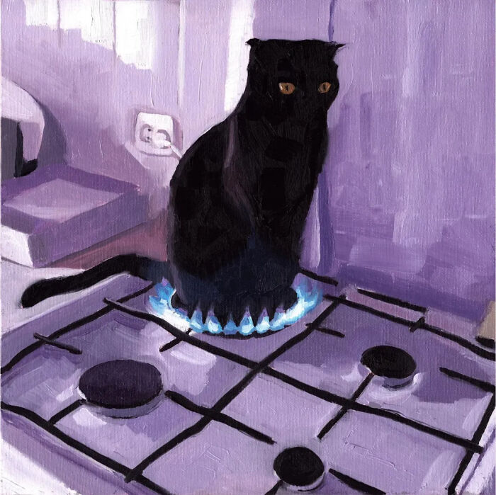 32 New Hilariously Absurd Oil Paintings That Turn Internet Cats And Viral Chaos Into Fine Art