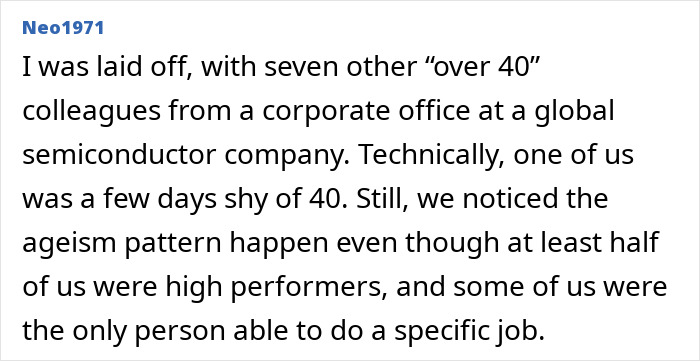 A man explains his resume botoxing trick, mentioning being laid off with other over 40 colleagues due to ageism.
