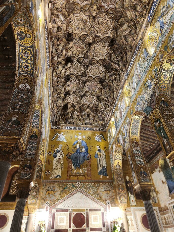 Ornate mosaics depicting religious figures and celestial patterns from the Middle Ages.