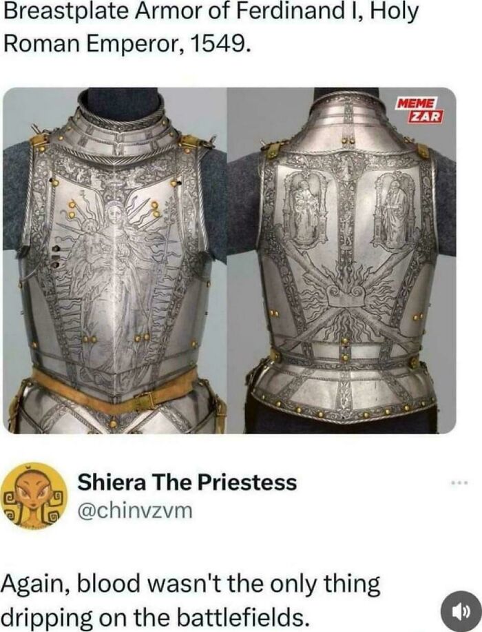 Detailed breastplate armor of Ferdinand I, Holy Roman Emperor, a testament to Middle Ages craftsmanship.