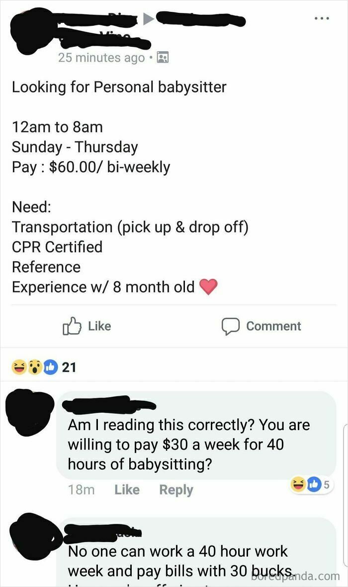 Entitled parents seeking a personal babysitter overnight for extremely low pay.