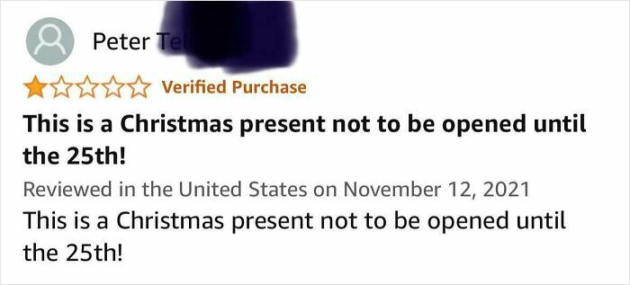 Elderly people humorously proving they shouldn't have unsupervised access to the internet, with an Amazon review about a Christmas present.