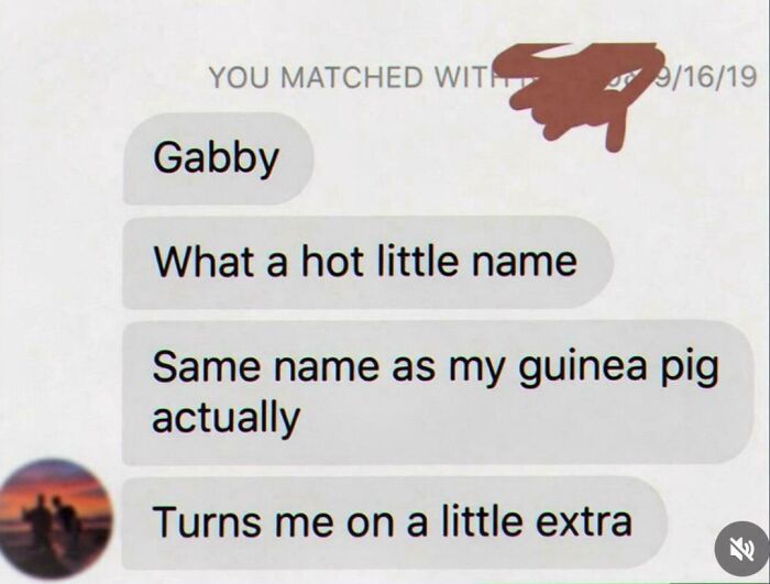 An unhinged text message conversation where someone compliments a name then states it's their guinea pig's name too.