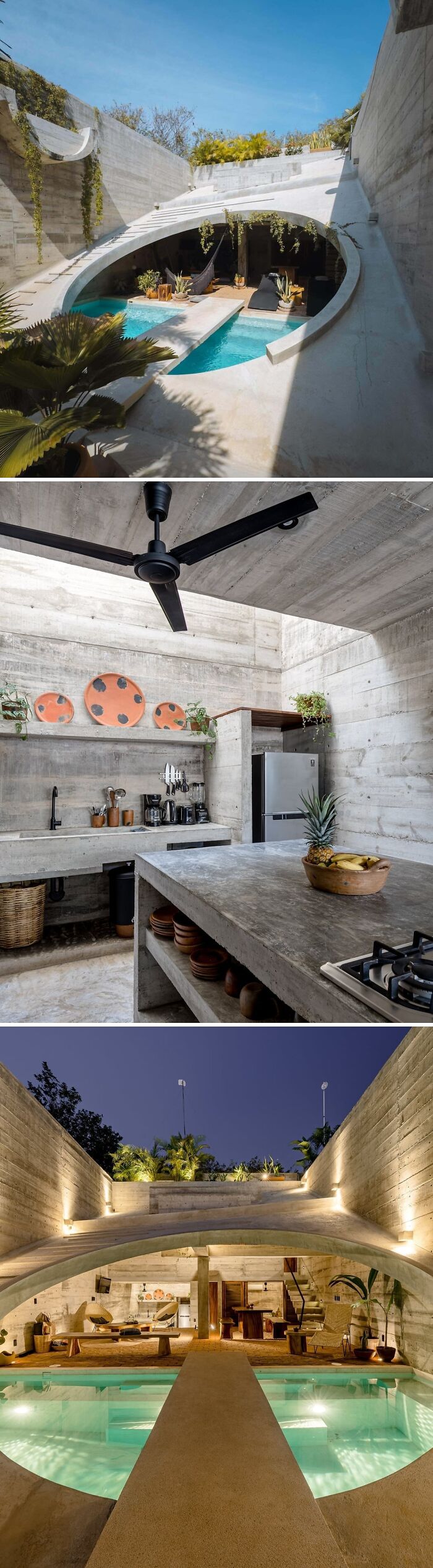 Casa Hezbo By French Architect Ludwig Godefroy Embraces A Bold Brutalist Aesthetic While Blending Indoor-Outdoor Living In Puerto Escondido