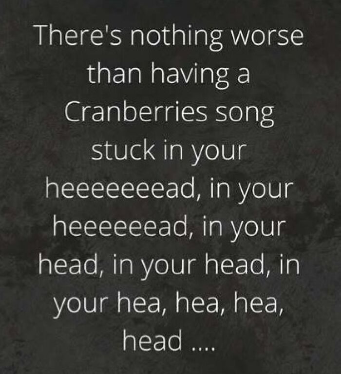 A text meme about The Cranberries song Zombie, evoking 80s nostalgia and how old we become.