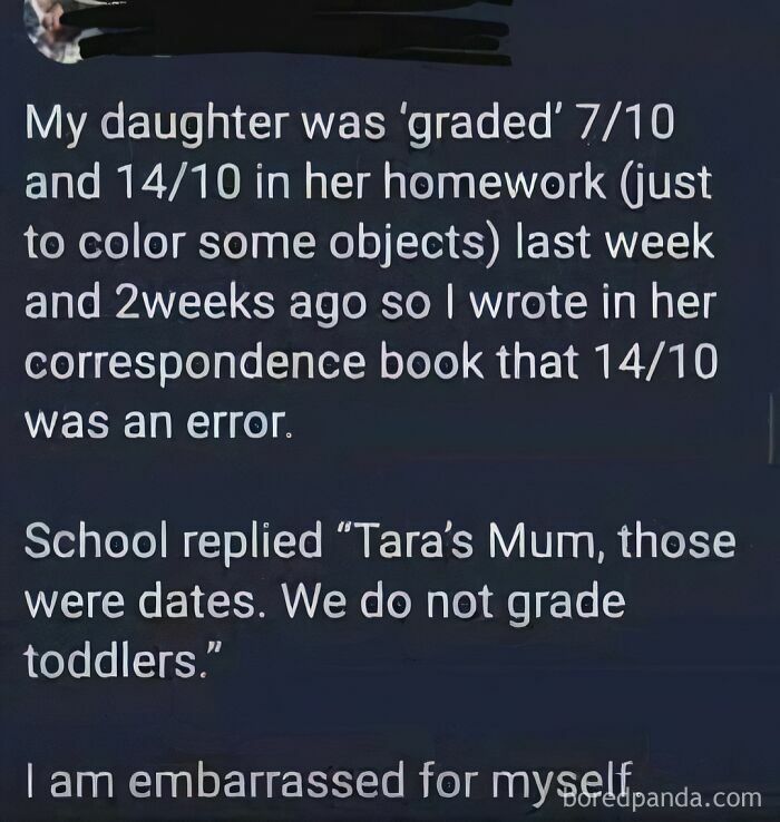 Funny memes about science: a parent's embarrassing mistake, confusing homework grades with dates for a toddler.