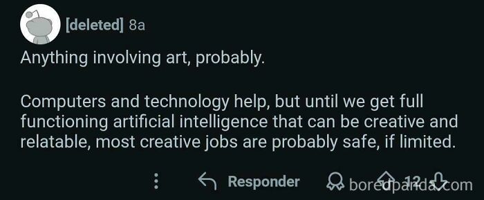 A Reddit post discusses things that aged poorly, specifically about AI and creative jobs.