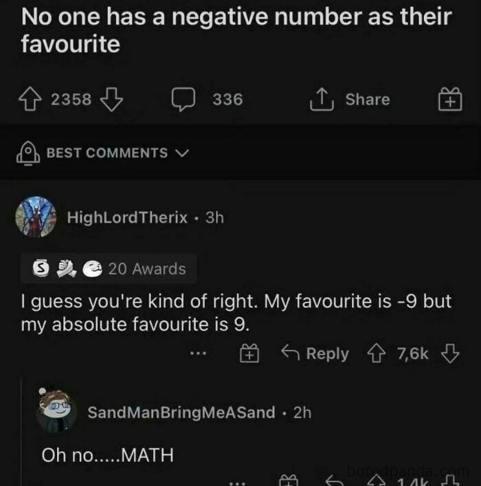 A funny meme showing a math joke about negative numbers, a science meme.