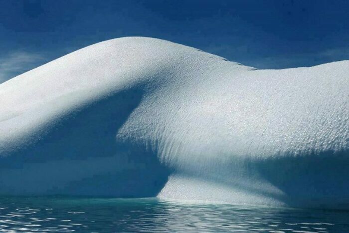 A confusing pic of an iceberg resembling a human back, melting an exhausted brain.