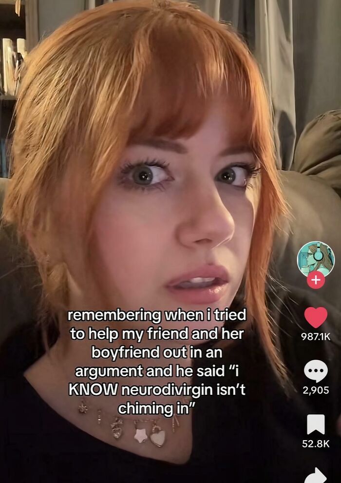 A woman with red hair looking surprised, with on-screen text describing a savage verbal knockout.