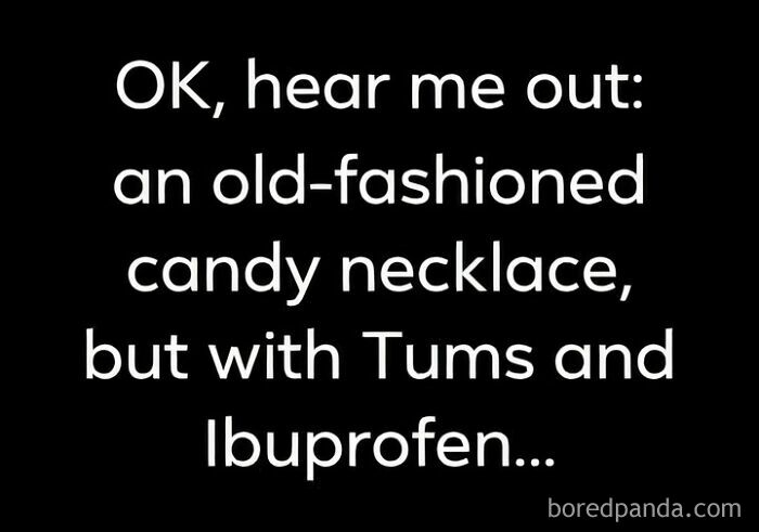 A Gen X meme suggesting an old-fashioned candy necklace but with Tums and Ibuprofen.