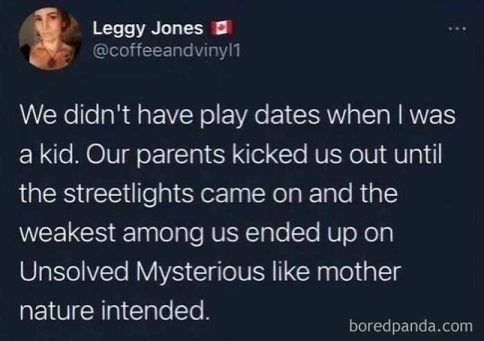 A social media post about Gen X childhood, emphasizing outdoor play and independence.