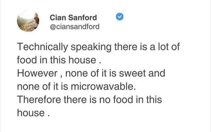 A surprisingly honest post on Twitter about the food situation in a house.