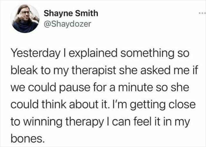 Shayne Smith shares an honest post about his therapist needing to pause during a bleak therapy session.