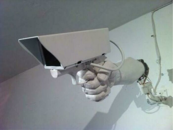 A security camera in the shape of a gun, one of the pics people cannot explain.
